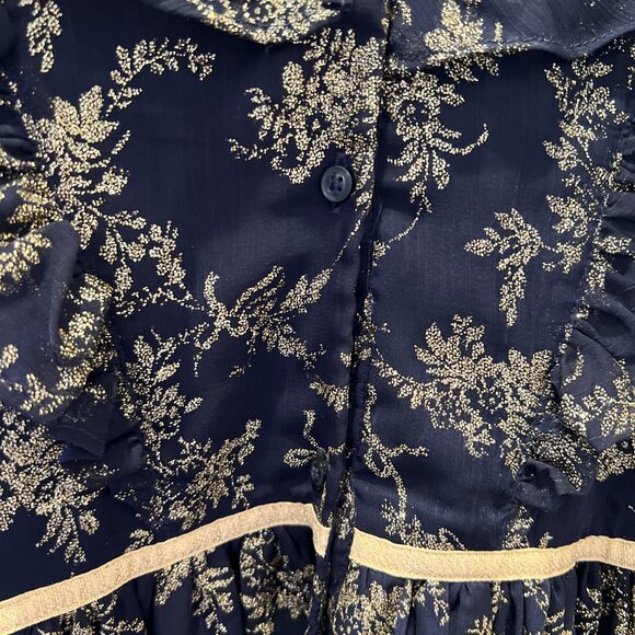 Janie and Jack Gold and Navy Blue Holiday Dress - NWT - Picture 3 of 7